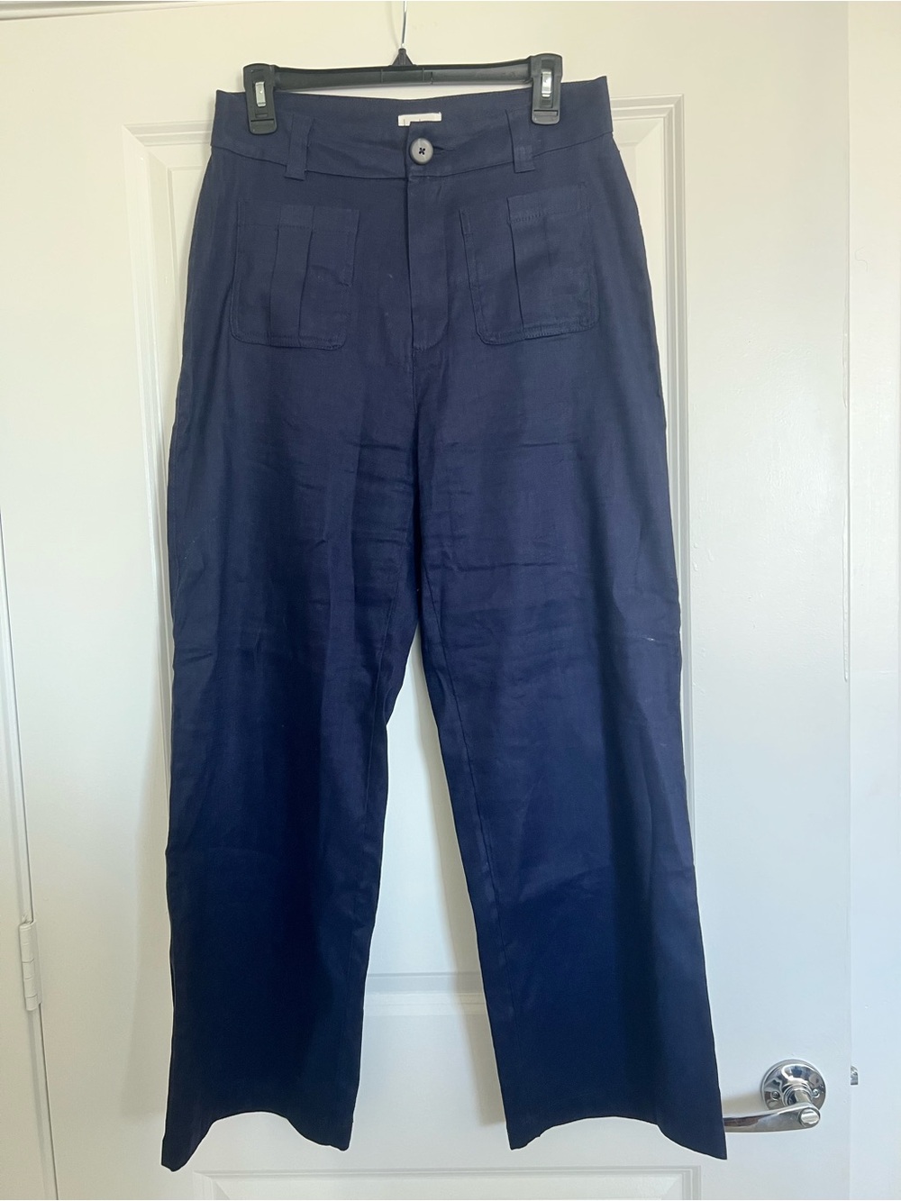 Nicole Miller Navy Wide-Leg Trousers | High-Waisted Tailored Pants Size 8
